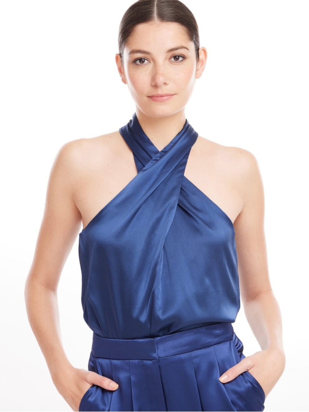 GENERATION LOVE - WISTERIA HALTER BLOUSE - NAVY SIZE LARGE